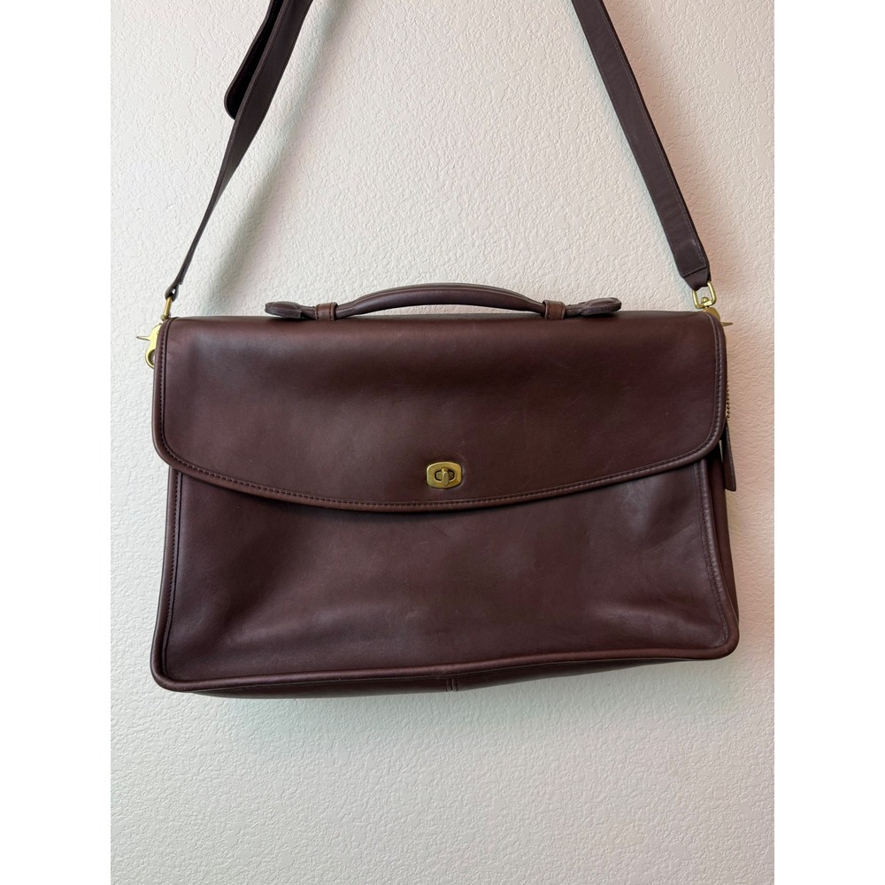 Vintage Coach Lexington Briefcase Mahogany Brown Leather Messenger Bag 5266